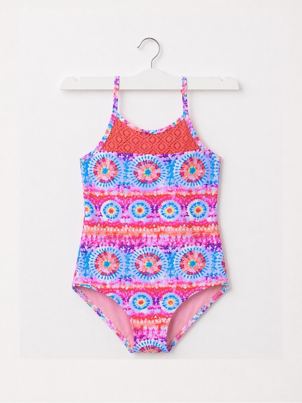 Girls One-Piece Swimsuit Size 7-8 | Halter Crochet Top | Boho l